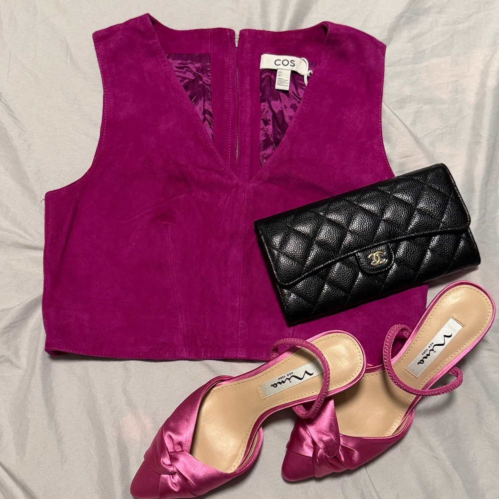 Bright Lilac Purple Suede Top.